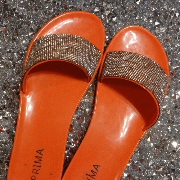 Orange Rhinestone Slide Sandals - Picture 4 of 4